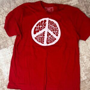 Red Cotton S/S Peace T-shirt, XL